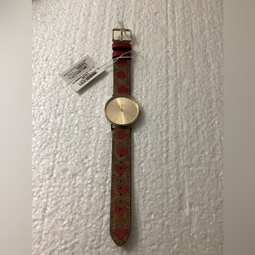 Coach Gold Watch with Red Heart Details - Picture 8 of 10